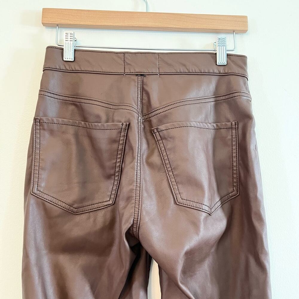 Revive revolve brown faux leather 909 High Street pants straight flare fall - Picture 7 of 15